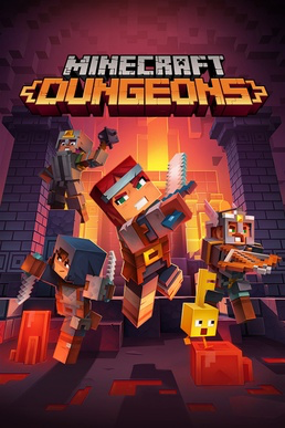 Cover art for "Minecraft Dungeons."
