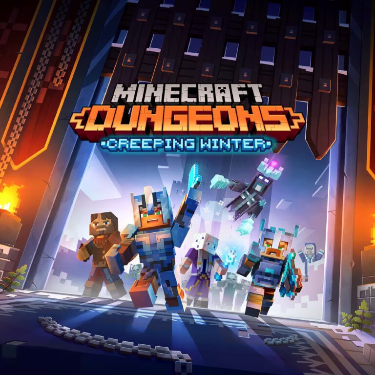 Cover art for "Creeping Winter," DLC for the game "Minecraft Dungeons."