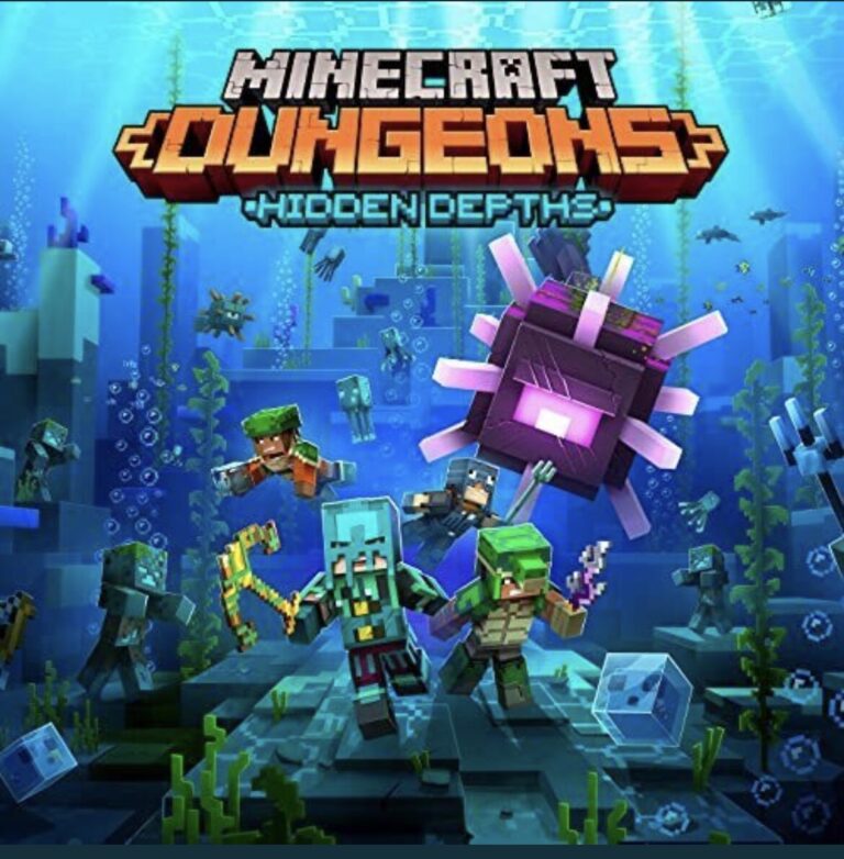 Cover art for "Hidden Depths," DLC for the game "Minecraft Dungeons."