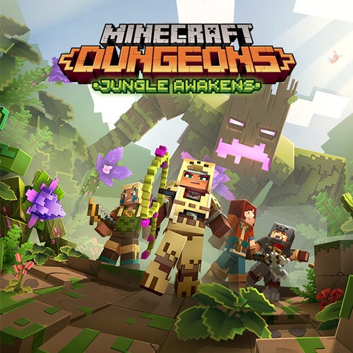 Cover art for "Jungle Awakens," DLC for the game "Minecraft Dungeons."