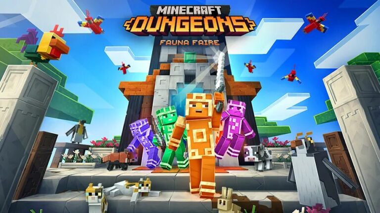 Cover art for "Season Three: Fauna Faire," DLC for the game "Minecraft Dungeons."