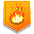 Icon for the "Trial by Fire" trophy in "Flames of the Nether," DLC for "Minecraft Dungeons."